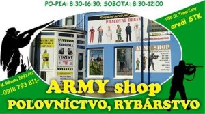 Army shop, poľovníctvo a rybárstvo Topoľčany