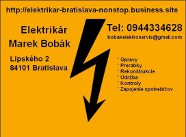 Elektrikár Bratislava - poruchová služba