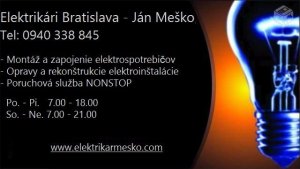 Elektrikár Bratislava + okolie NONSTOP